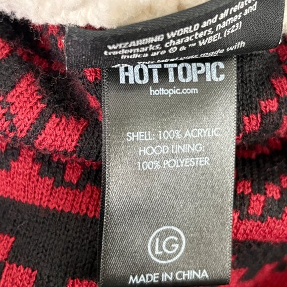 Harry Potter Hot Topic Sherpa Cardigan Hood Womens L Fair Isle Deathly Hallows - Picture 9 of 14